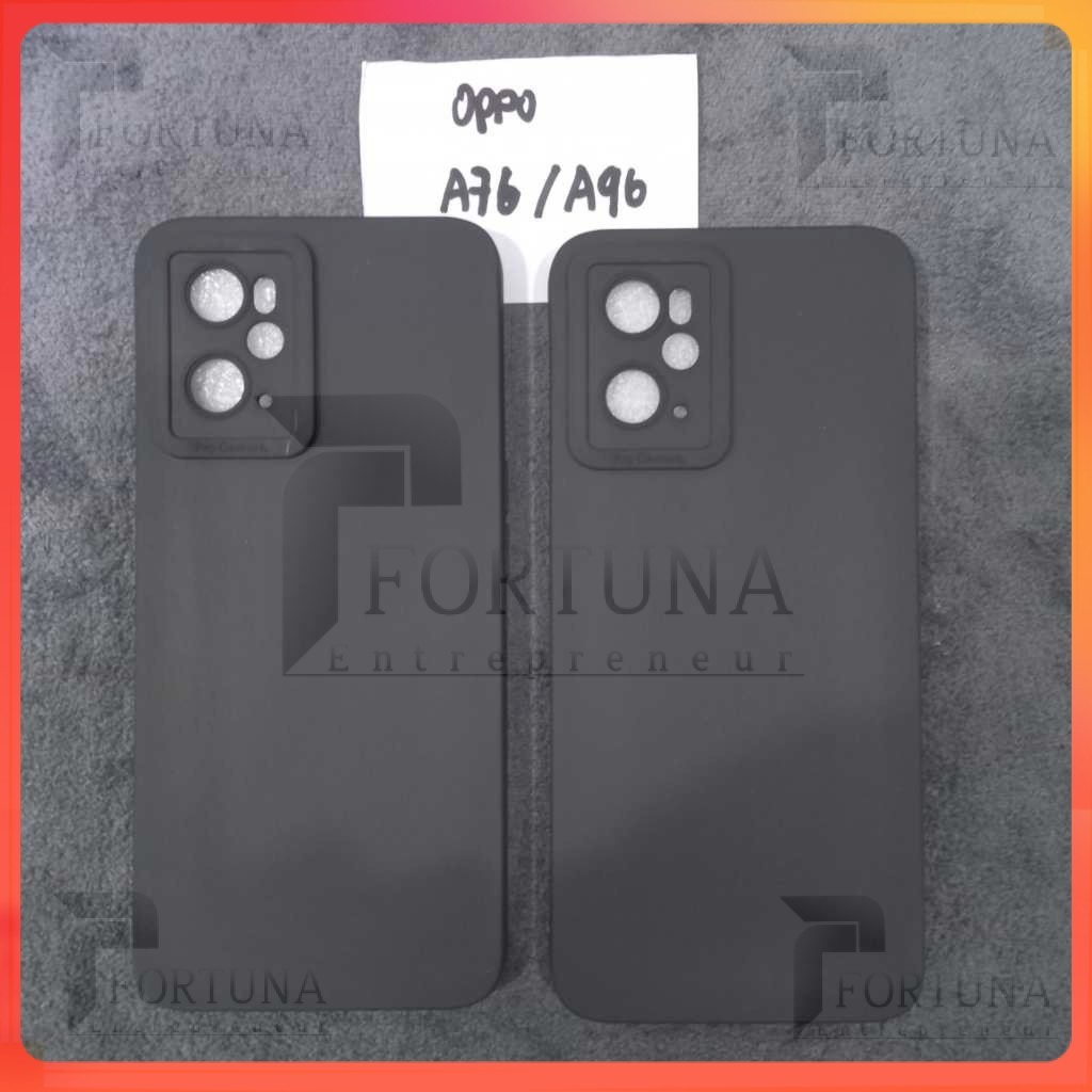 [ FORTUNA ] Softcase Black Matte Case Oppo A76 / Oppo A96 Silikon Case Pro Camera Hitam Polos bahan 
