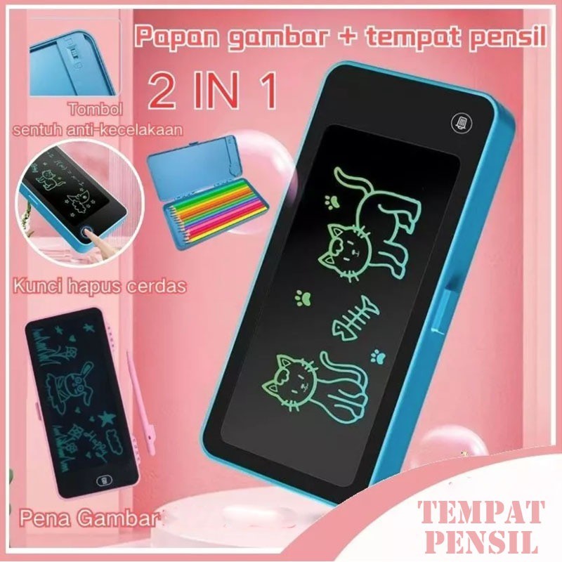 

Kotak Pensil 2 in 1 Papan Coret Kreatif Anak/Dengan Digital Pad Edukasi Dan Drawing Box Kotak Pensil
