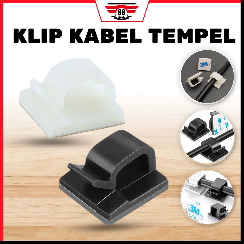 

Klip Kabel Klem Jepit Perapih Cable Listrik Tempel Dinding Perekat 3M Clip Organizer Holder Pengikat Lem Double Tape