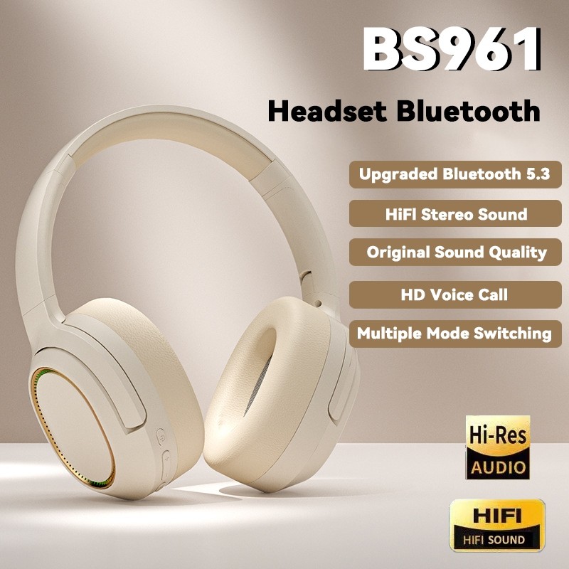 BS961 Headset Gaming Bluetooth Nirkabel Headphone Olahraga Dengan Mikrofon Peredam Bising Earphone
