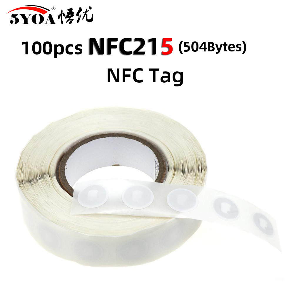 

100pcs NFC Tag NFC215 Label 215 Stickers NTAG215 504 Bytes Tags Badges Lable Sticker 13.56mHz For TagMo Forum Type2