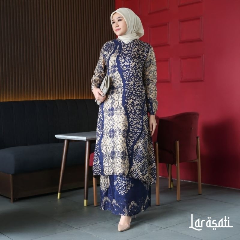 Malikashoping, Gamis Batik, Set Batik Muslimah Kondangan Kekinian/Set Batik Wanita Kekinian/Gamis Ba
