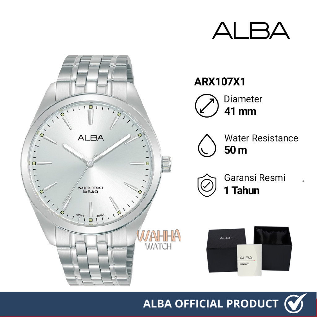 Jam Tangan Pria Alba ARX107X1 Silver Dial Stainless Steel Strap