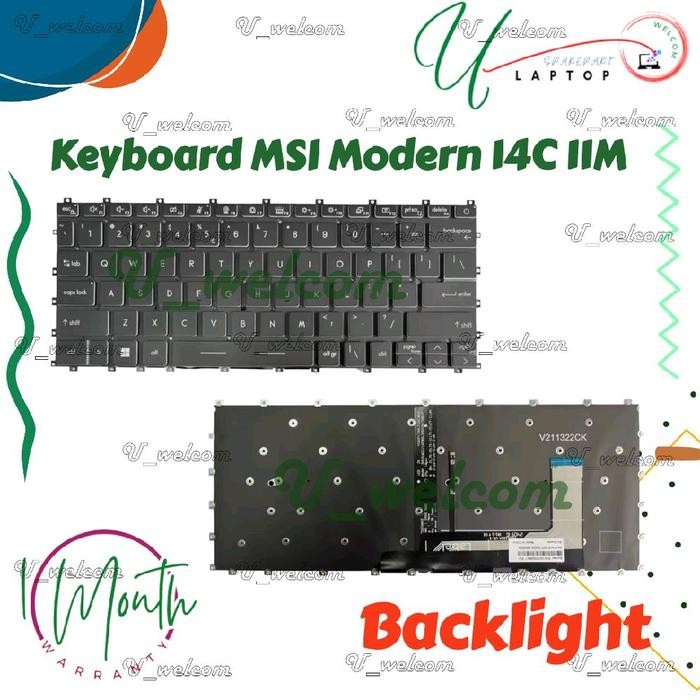 Keyboard MSI Modern 14-C5M 14-C7M MS-14JK 14-C11M C12M C13M MS14J1 BACKLIGHT NEW