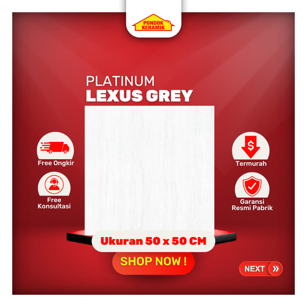 TERLARIS Keramik Lantai Platinum 50x50 Lexus Grey Glossy