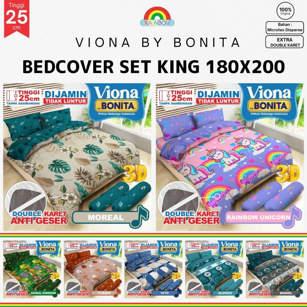 

VIONA - Bed Cover SET SPREI FITTED King T25 (180x200) tinggi 25 BY BONITA Terlaris pilihan