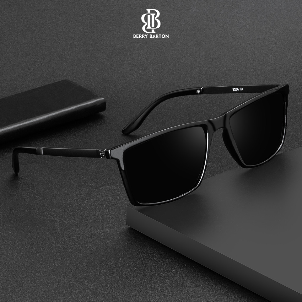 Berrybarton - Kacamata Pria Kotak Polarized Mengemudi Sunglasses 8206