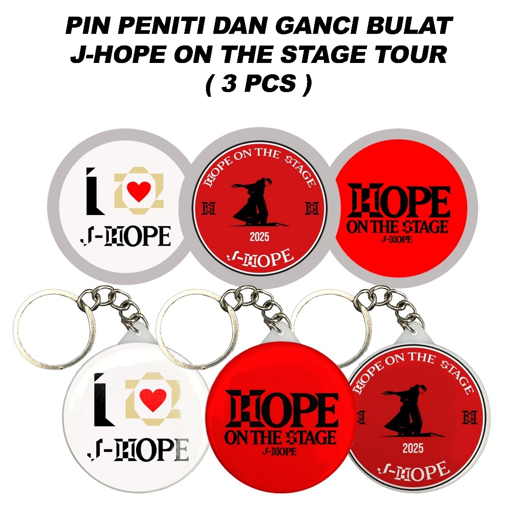 Pin Ganci Bulat J-HOPE Hope On The Stage Isi 3 Pcs Versi Varian Logo