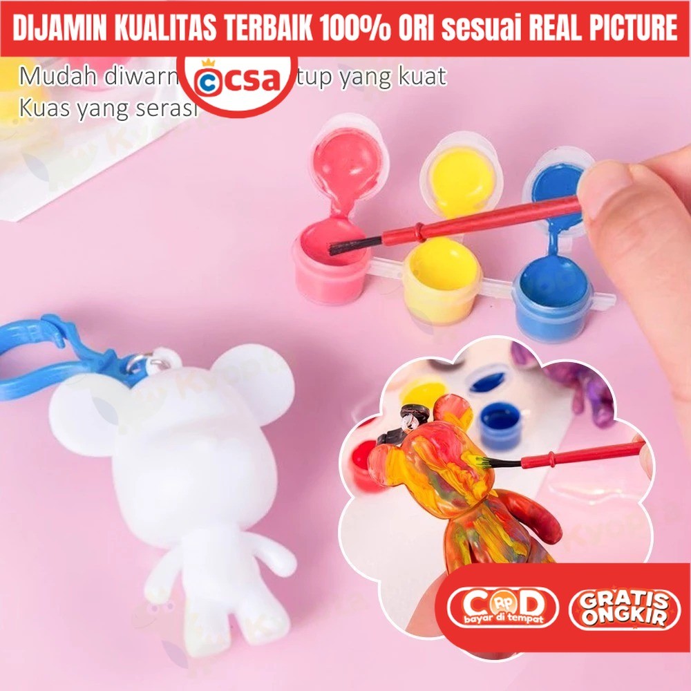 Kids Activity Kit DIY GANTUNGAN KUNCI Tas  BEAR Cat Painting set Gypsum Anak Paud TK SD