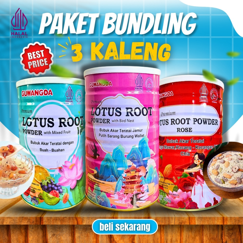 

[BPOM & HALAL] PAKET HEMAT 3 KALENG OU FEN LOTUS ROOT POWDER BUBUK AKAR TERATAI-CEMILAN SEHAT & DIET