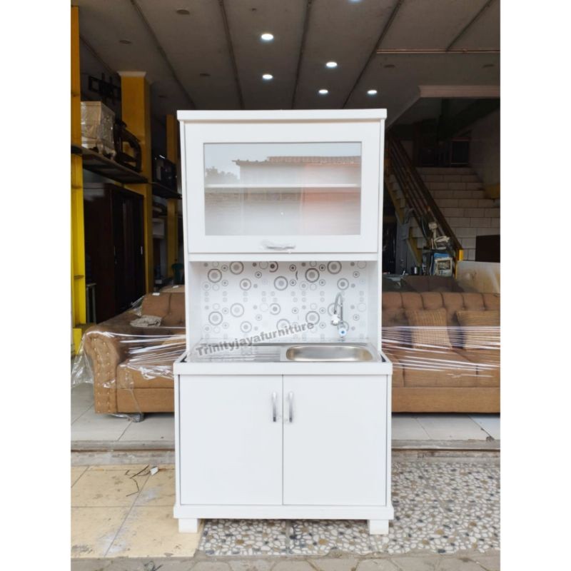 Lemari Sayur / Lemari Dapur Wastafel Kran Bahan Kayu Blokteak