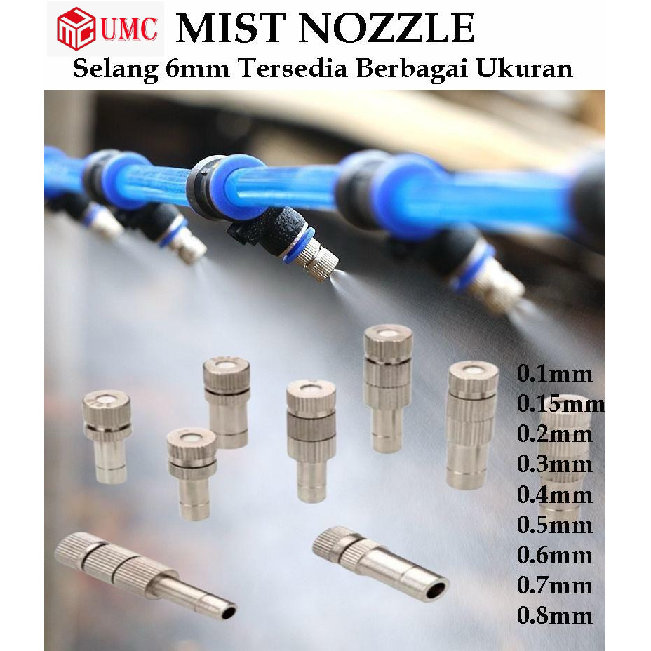 Nosel Pengabut MIST NOZZLE SPRAYER EMBUN 0.1 mm 0.2 mm 0.3 mm 0.4 mm 0.5 mm 0.6 mm 0.7 mm 0.8 mm HEA