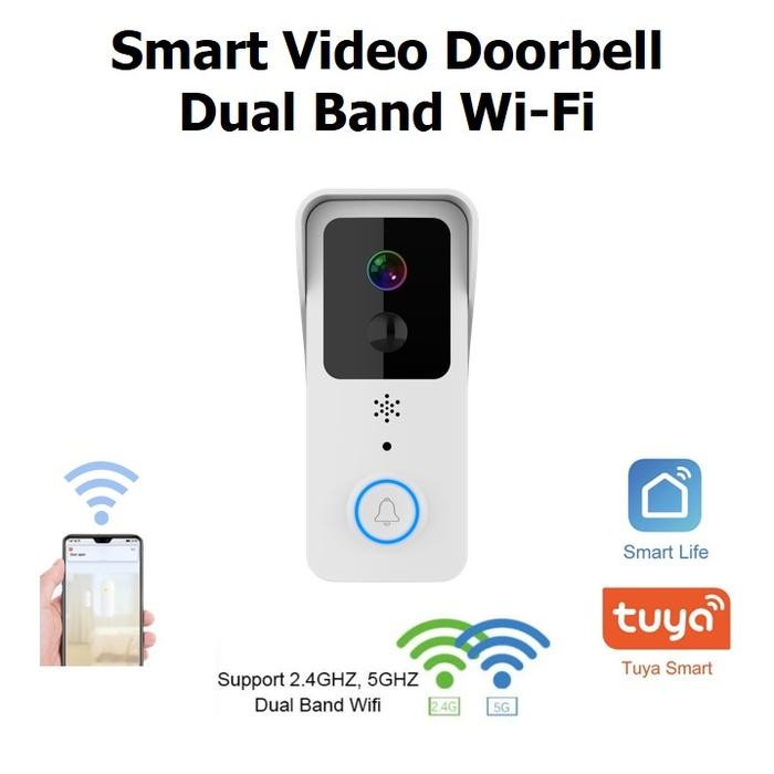 

Smart Video Doorbell 1080p Dual Band Wifi 2.4 / 5 Ghz - Tuya Smartlife - Putih