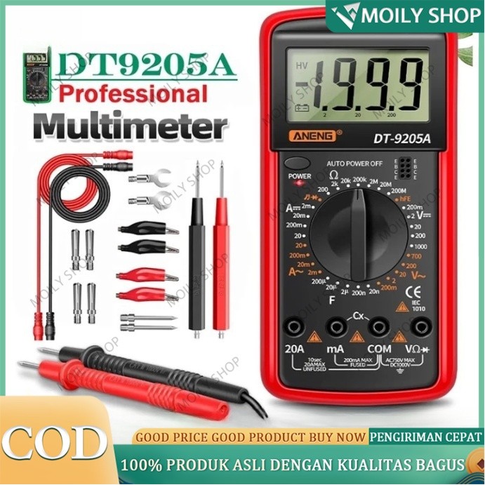 DT-9205A Multimeter Avometer Multitester Digital DC AC Diode TR/DT9205A Digital Multitester Avometer