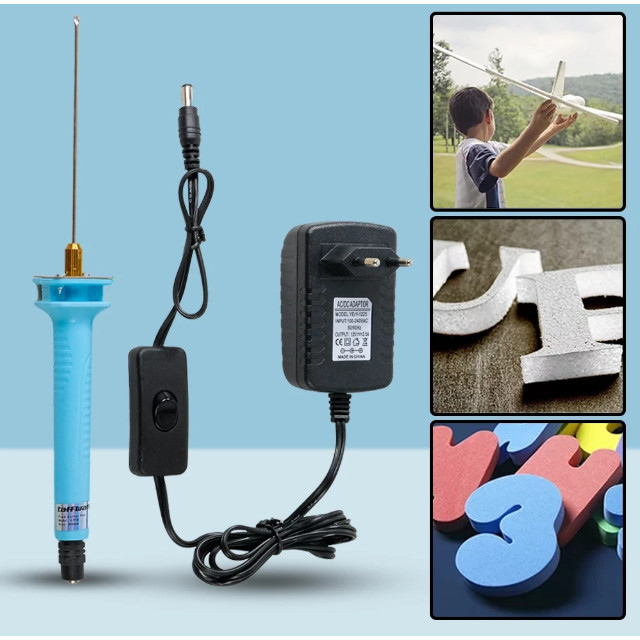 

Alat Potong Styrofoam, Cutter Polystyrene EPE Taffware Pemotong Styrofoam Gabus Polystyrene Cutting Machine 10cm 30W Solder Ukir Gabus - CT10