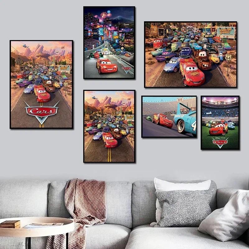 

sney Animation Cars Canvas Painting Car McQueen Posters and Prints Abstract Wall Art Pictures for Living Room Home Decor