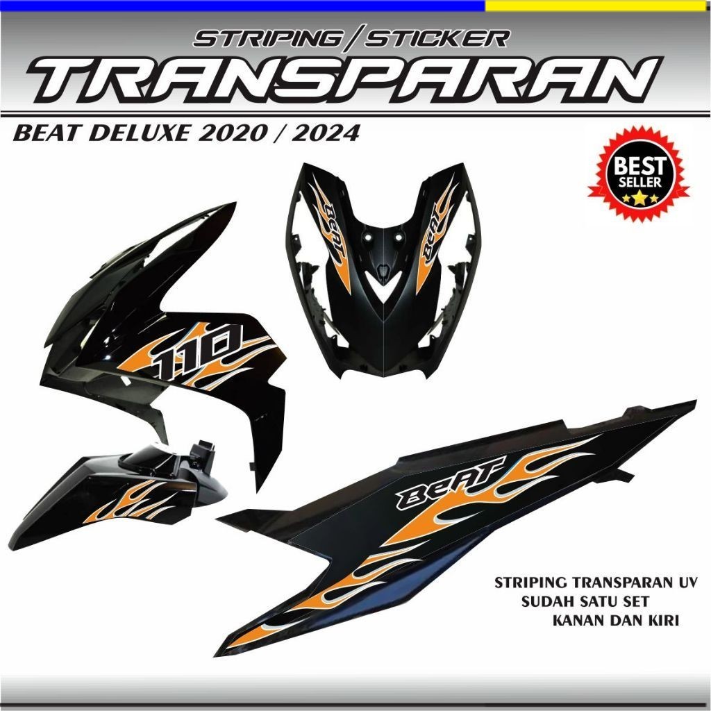 STIKER TRANSPARAN ORIGINAL STRIPING MOTOR BEAT DELUXE ISS CBS TRANSPARAN UV BENING / STIKER BEAT DEL