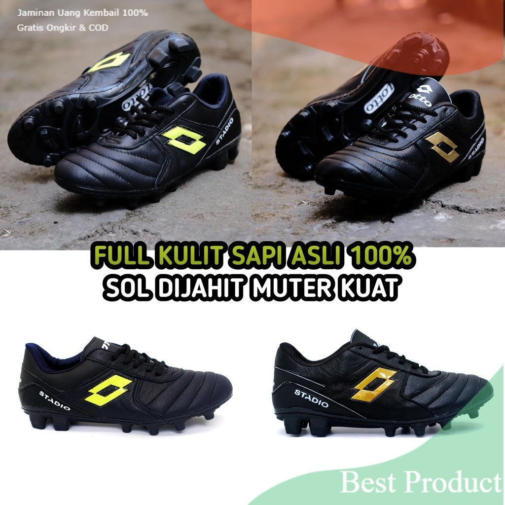 Sepatu Bola Kulit Asli Lotto Stadio Sol Dijahit Rapi/Messi Cr7 ronaldo