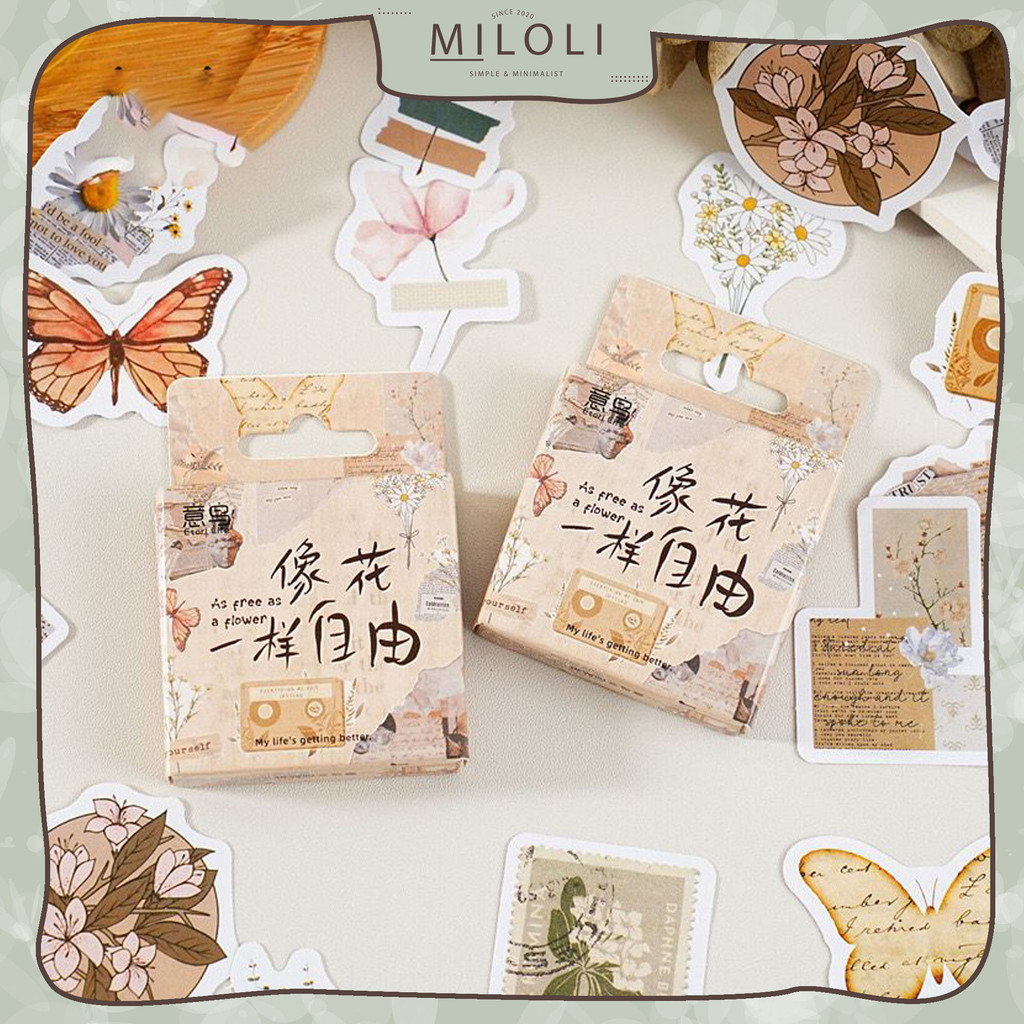

[MILOLI] 46Pcs FREE AS A FLOWER Deco DIY Scrapbook Stiker Jurnal Diary Planner Kotak - B0491
