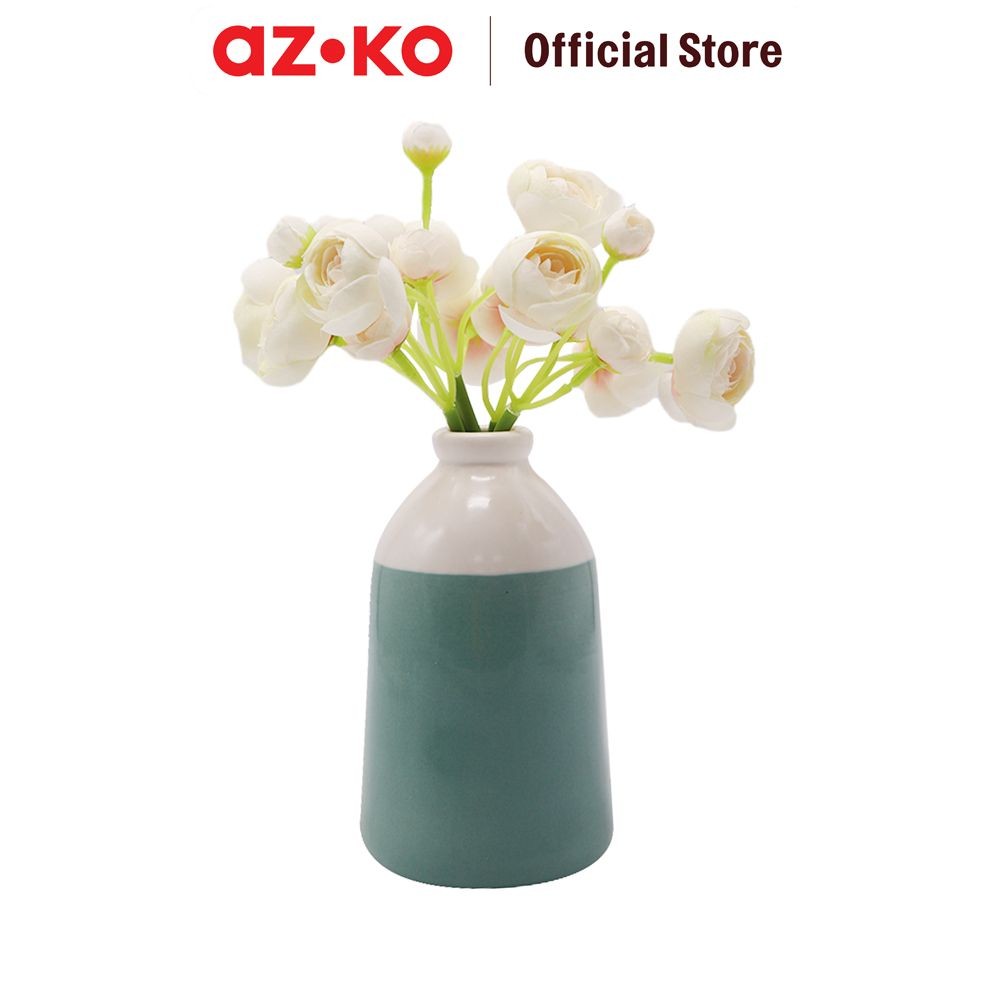 AZKO Arthome 15.2 cm Bunga Artifisial Dengan Pot - Biru/Putih Tumbuhan Buatan Bunga Hias Cantik Sint