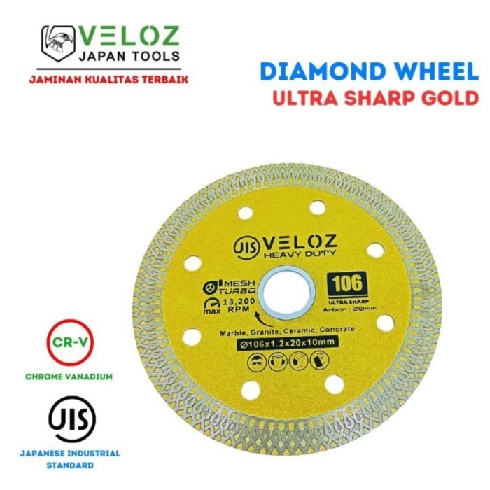 (JU) VELOZ diamond wheel BATIK 4" mata potong KERAMIK GRANIT MARMER ultra sharp