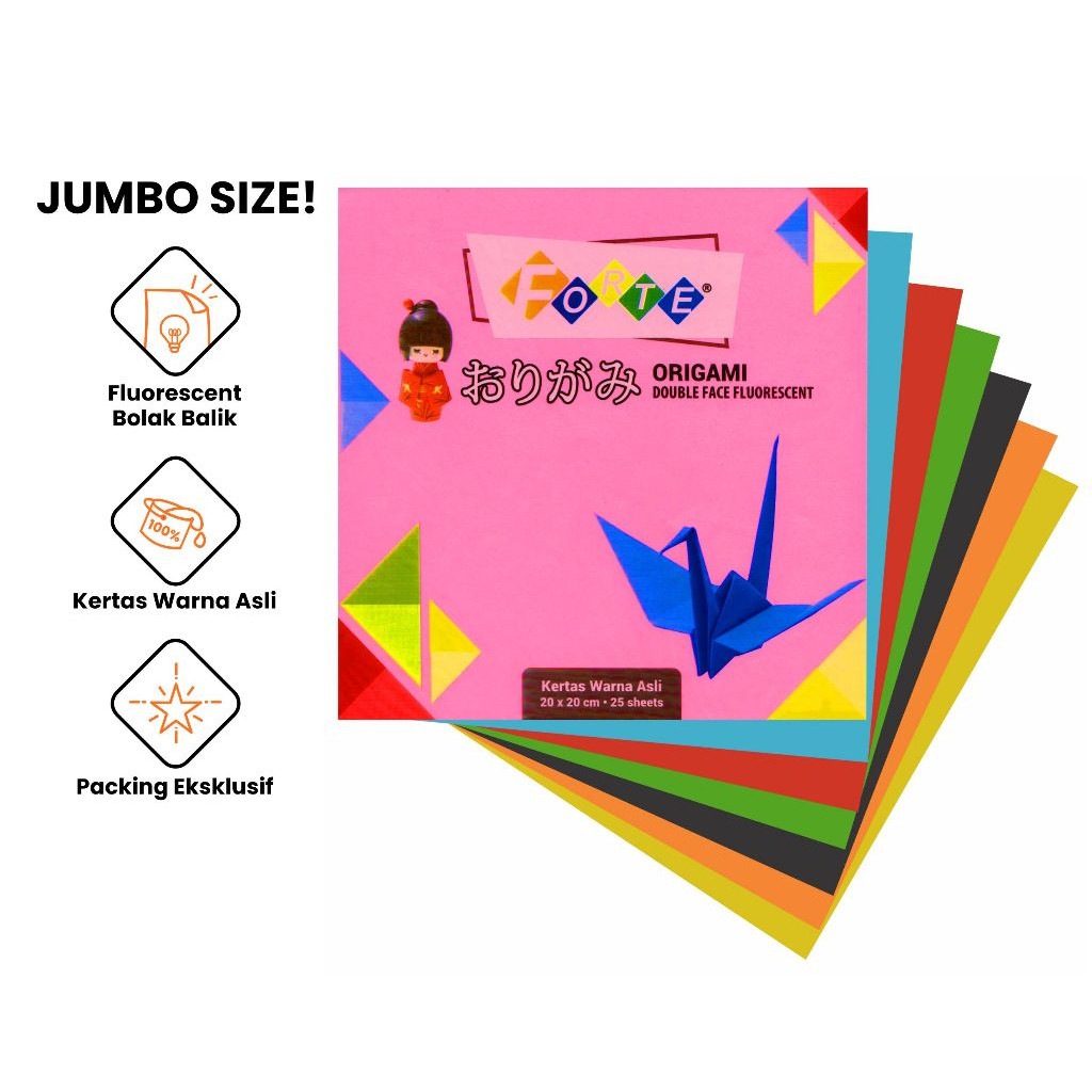 

[SIDU] Origami Kertas Lipat Warna 2 sisi 20 x 20 cm - 25 lembar