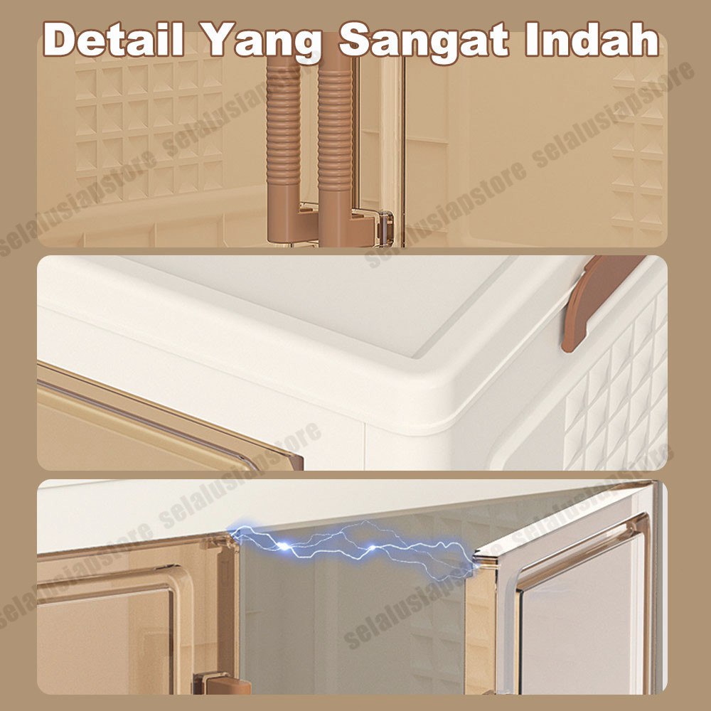 ID LEMARI PLASTIK SUSUN LEMARI MAKANAN LEMARI TAS LEMARI SEPATU TRANSPARAN LEMARI LIPAT PORTABLE 1 2