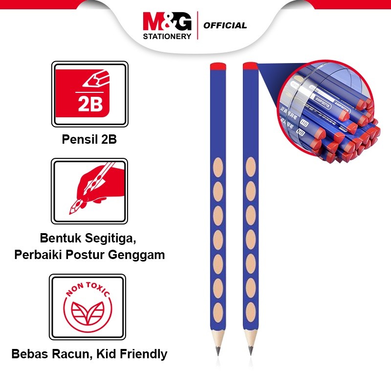 

M&G Pensil Anak Sekolah / Pensil 2B / Pensil Ujian Jumbo Segitiga Desain Bolong Tidak Mudah Patah