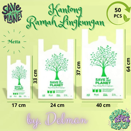 

Kantong Plastik Ramah Lingkungan UK 40 Delman isi 50LBR Belanja Murah
