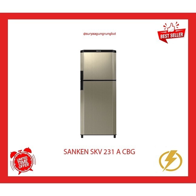 KULKAS SANKEN 2 PINTU 230 L - SKV 231 A CBG FREE ONGKIR SBY