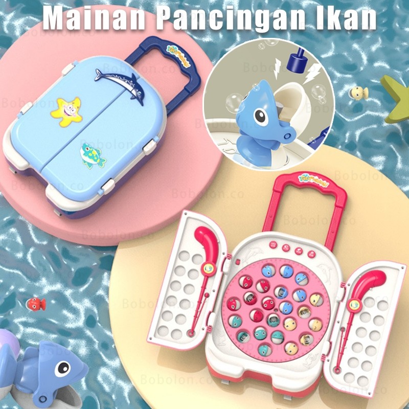 YO73 Mainan Pancingan Ikan Magnet Bentuk Trolley Kopor,Fishing Toys With Trolley Bag Design