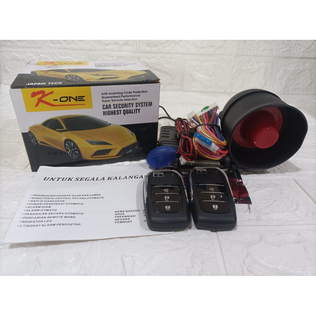 alarm mobil k-one model remote kunci fortuner vrz universal