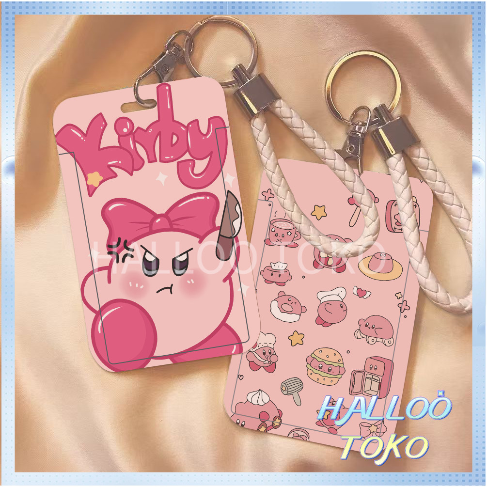 

ID CARD HOLDER MOTIF KAWAII TEMPAT KARTU PHOTOCARD PHOTO CARD Pelindung + Tali, Kirby yang berwarna merah muda