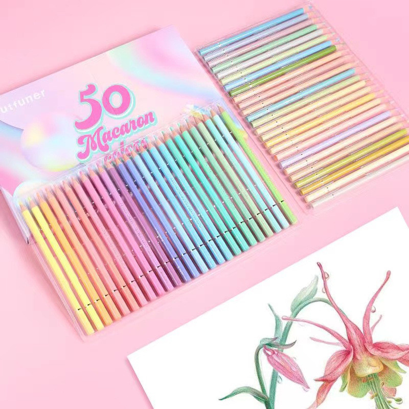 

12/24/50 Colors Macaron Professional Oil Color Pencil Wooden Soft Crayon For School Painting Sketch Art Supplies