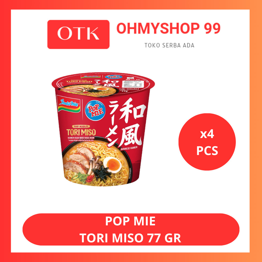 

Pop Mie Mi Instan Cup Premium Rasa Tori Miso Japanese Ramen 77 gr x 4 pcs