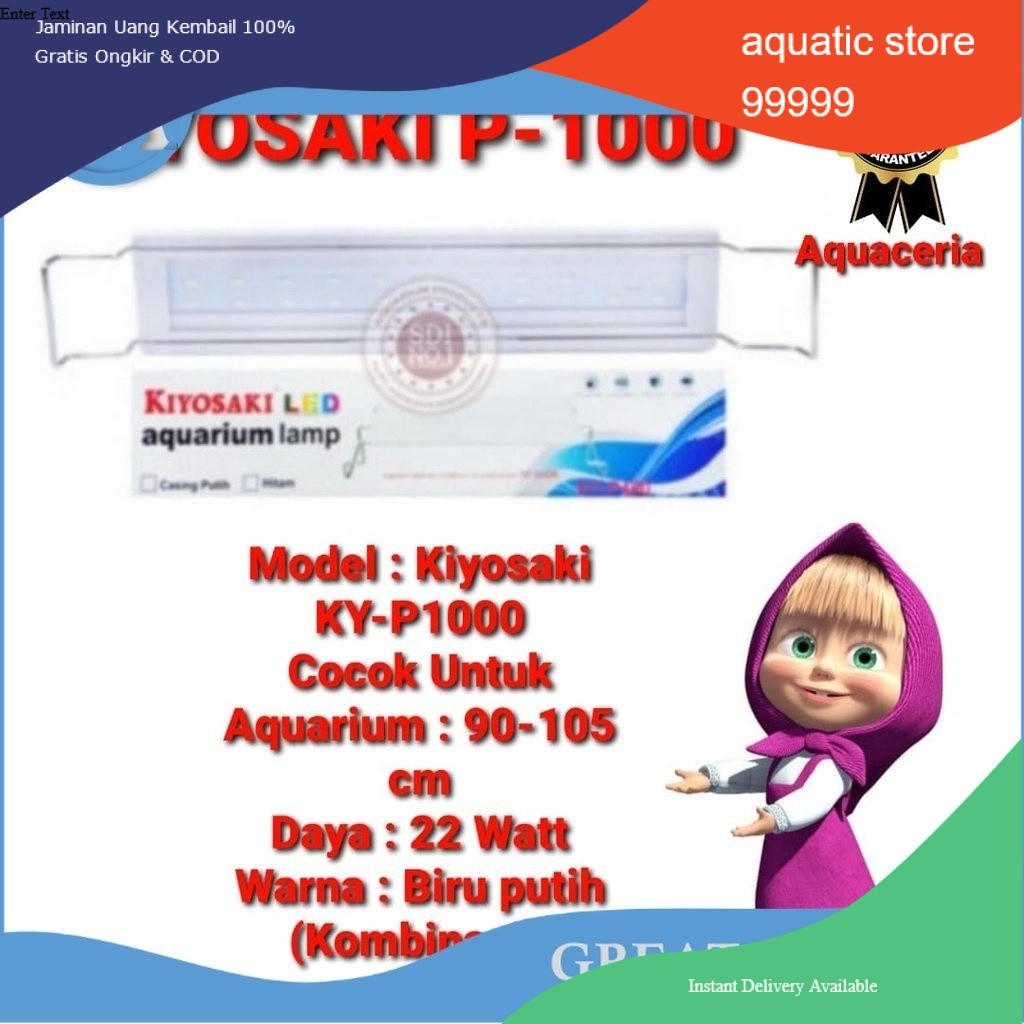 lampu led aquarium gantung kiyosaki p 1000 uk 1 meter 100 cm