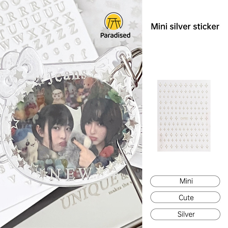 

Gantungan Kunci DIY Stiker Gaya Ins Mini Perak Stiker Dekoratif Bahan Scrapbook Stiker Paradised