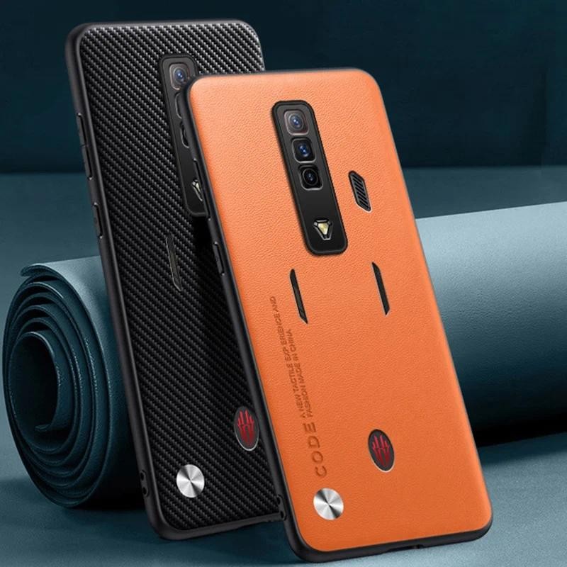 Casing HP ZTE Nubia Red Magic 7 7S 6 6S Pro RedMagic 7 6 S Phone cover Serat Karbon PU Anyaman Kulit