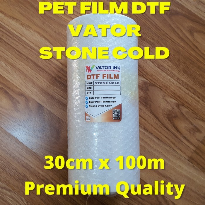 

PET FILM DTF VATOR STONE COLD Roll 30cm x 100m Sablon DTF Tinta DTF