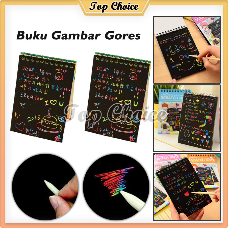 

Buku Gambar Gores / Buku Magic Warna Colourful Scratch Note
