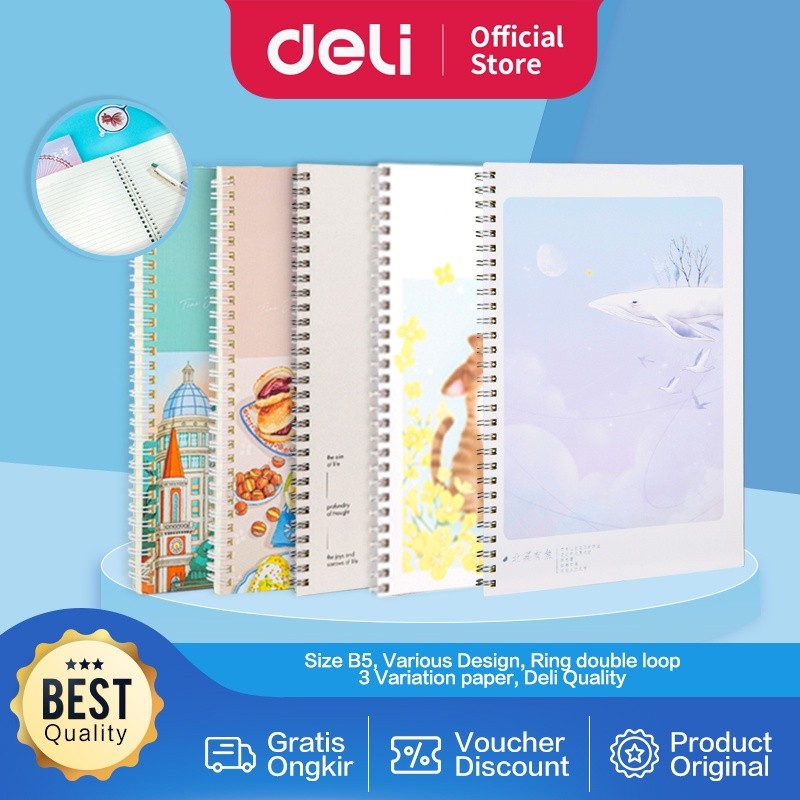 

Deli Loose-Leaf Buku Notebook spiral B5 60 halaman LB560