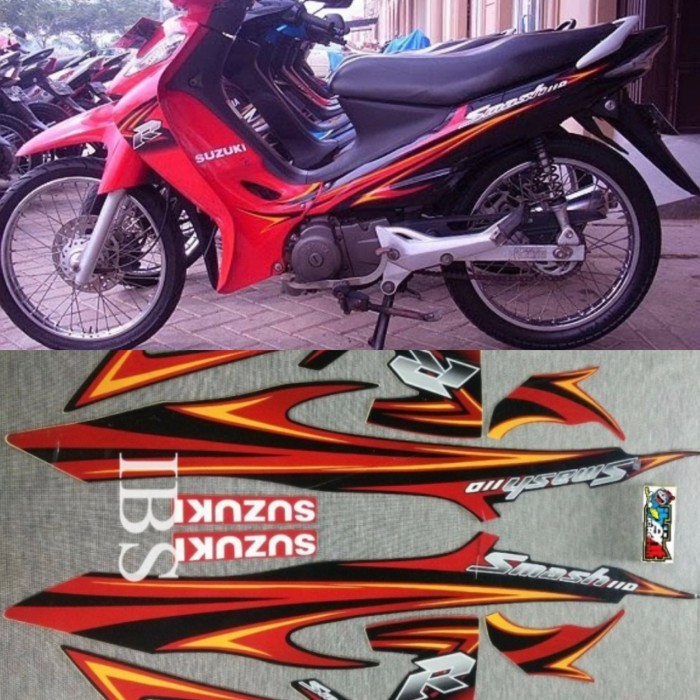 STRIPING SMASH 110R MERAH 2008 STIKER LIS SUZUKI 110 R POLET STIKER