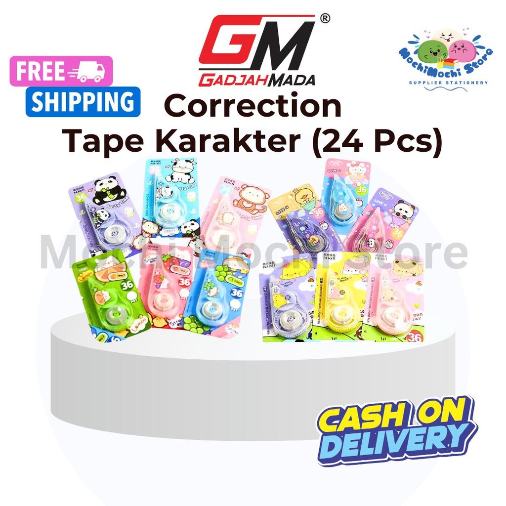 

PER DUS/24 PCS Correction Tape Karakter 36m | Tipex | Tipx | Correction Tape Kertas Stationery | Tip X Cute