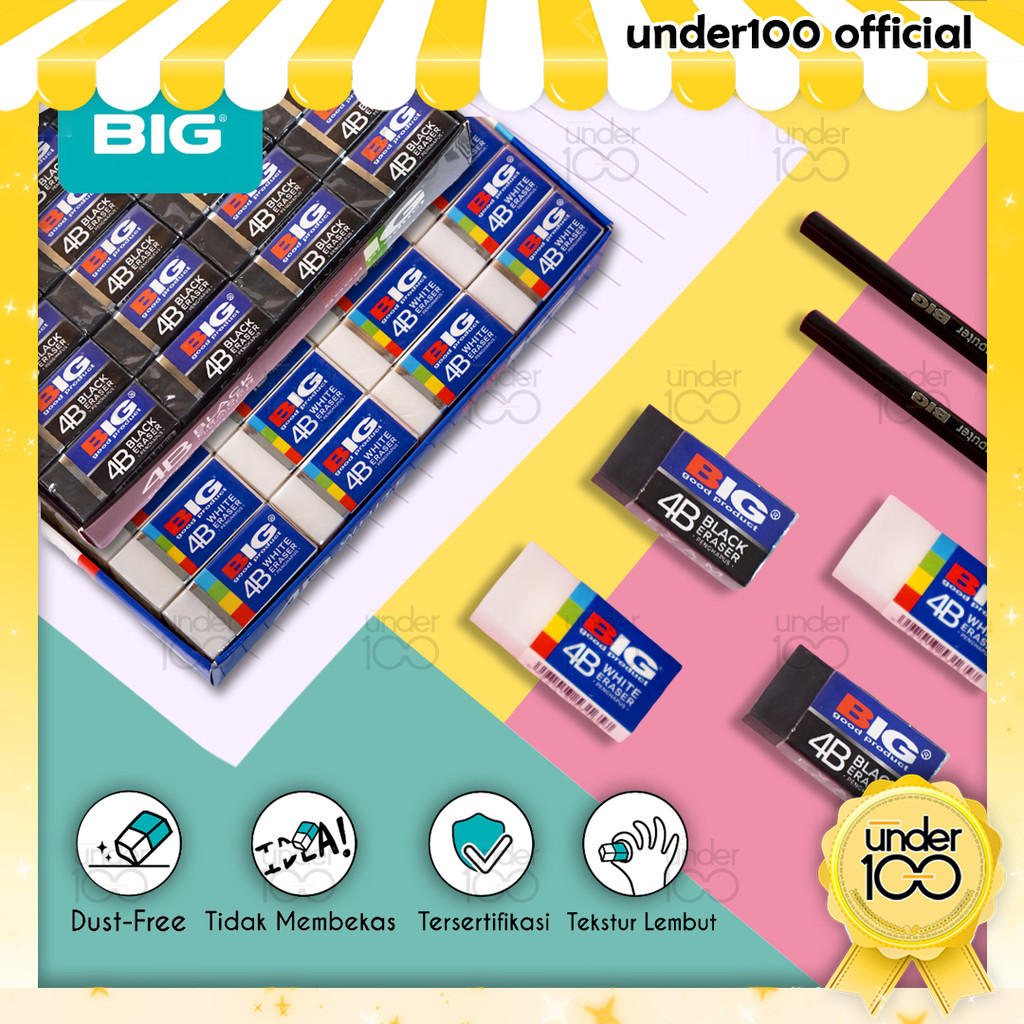 

❤ Under100 ❤ BIG Penghapus | Eraser Pensil Hitam Dan Putih Kecil Dust Free 9401 | 9402