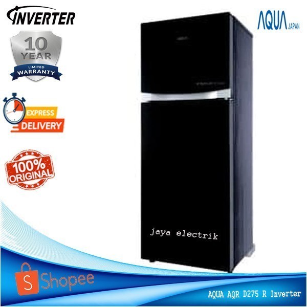 Kulkas 2 Pintu Aqua AQR 275 R Inverter 220 L  GlassDoor Low Watt Garansi 12 TH
