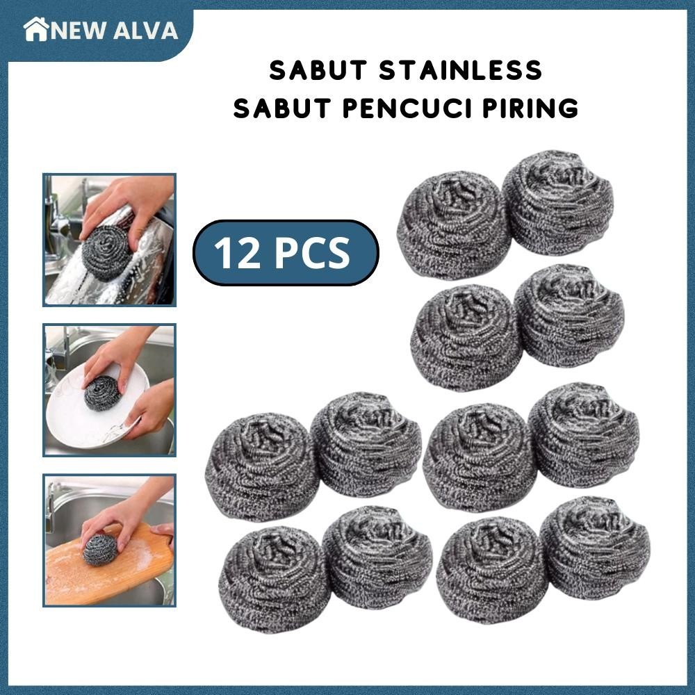 1 LUSIN Sabut Kawat Cuci Piring Anti Karat Stainless Steel