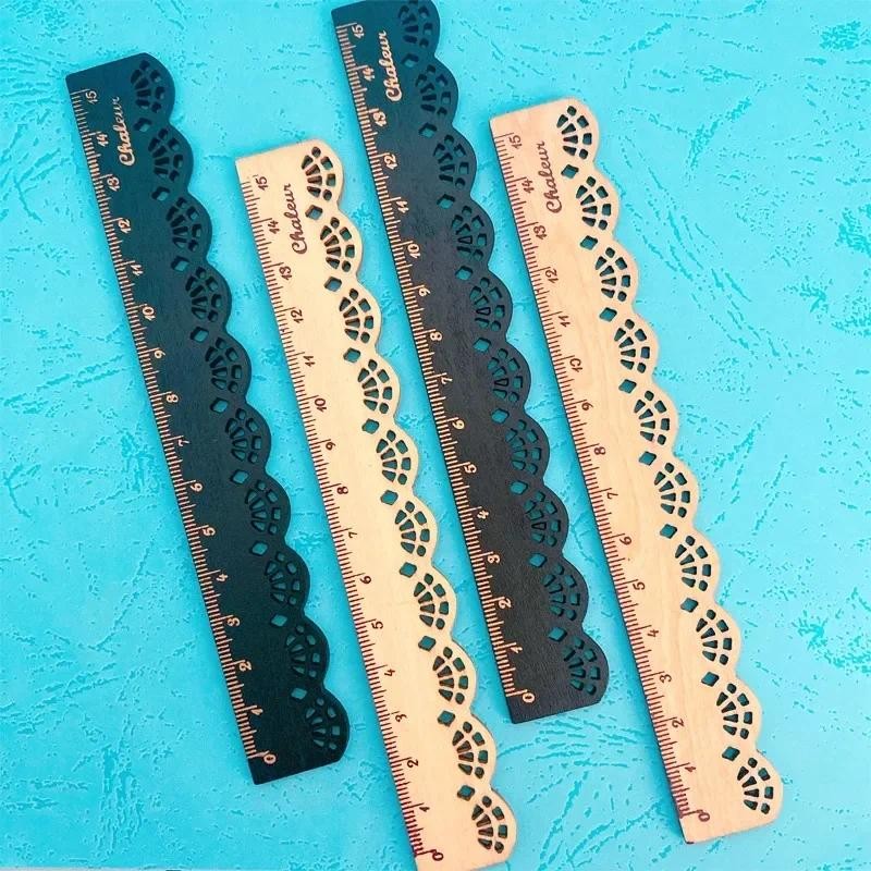 

1pcs/lot Lovely vintage lace design wood Straight Ruler Wooden Ruler bookmark Measuring Straight Ruler Tool Gift Stationery