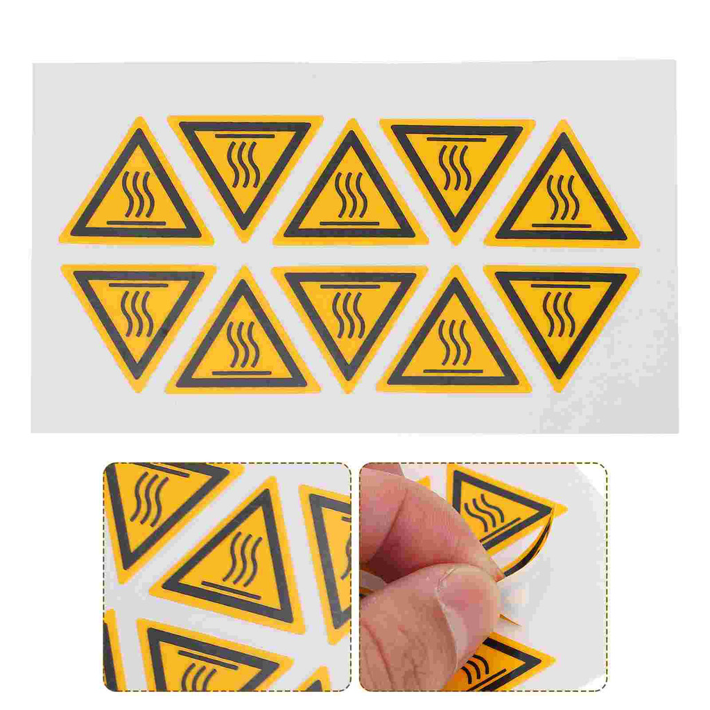 

10 Pcs Pay Attention to High Temperature Warning Scald Label Sign Sticker Logo Stickers Applique Equipment Synthetic Paper