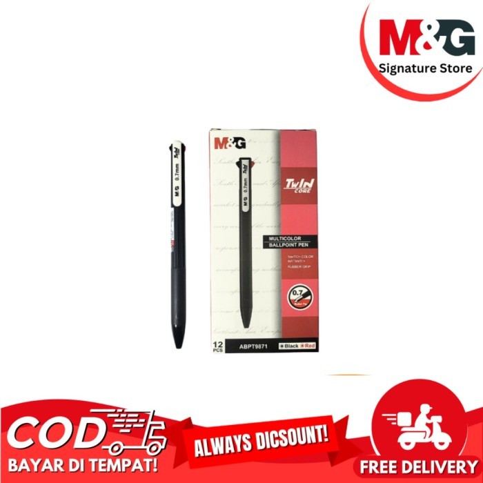 

Ballpoint M&G ABPT98710 Twin Core Pulpen 2in1 2 Warna Tinta HItam Biru Merah Bullet Tip 0.7mm - SATUAN - ABPT98710