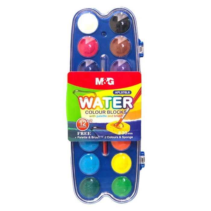 

Water Colour Blocks M&G 12+2 Warna dengan Palet dan Brush APL976L6 - APL976L6
